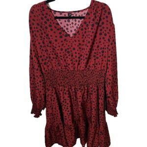 Shein Curve Leopard Print Long Sleeve V-Neck Dress Size 4 XL‎